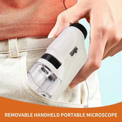 Handheld Microscope Kit for Kids – 60x 120x with LED Light for Home and School