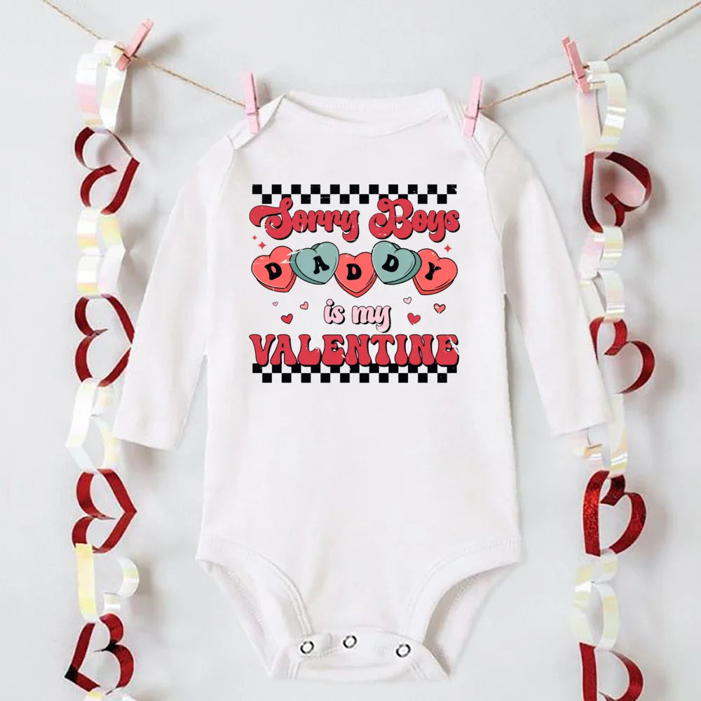“Mommy and Daddy’s Little Valentine” – Cute Baby Romper, Newborn Long Sleeve Bodysuit, Valentine’s Day Toddler Jumpsuit