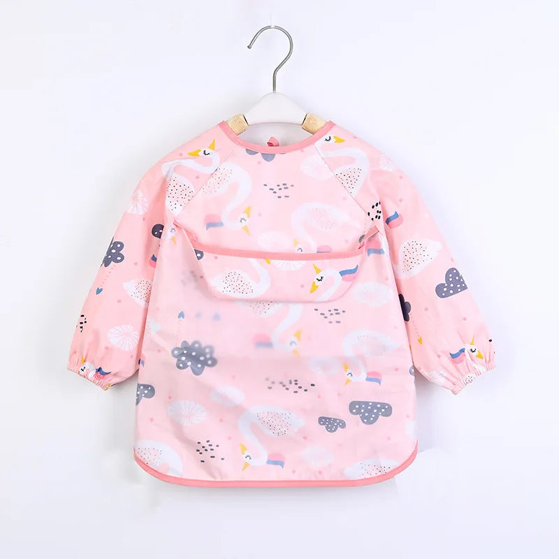 Waterproof Long-Sleeve Baby Smock – Art Apron & Feeding Bib with Pocket for Toddlers & Infants (Boys & Girls) - Kidzy Market