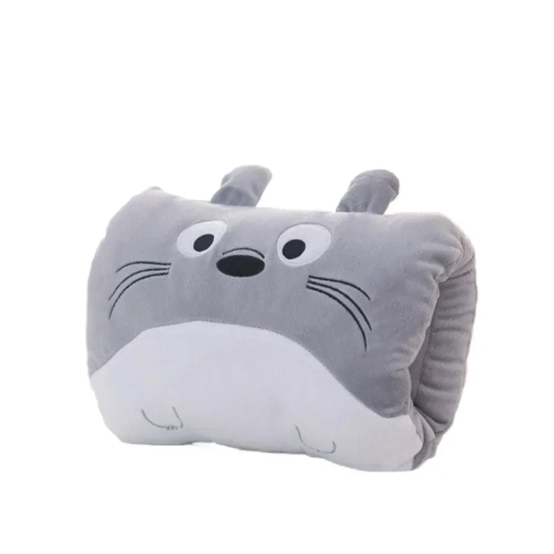 Children's Cartoon Plush Nap Pillow and Hand Warmer Gloves Plush Cushion Gift for Kids and Adults