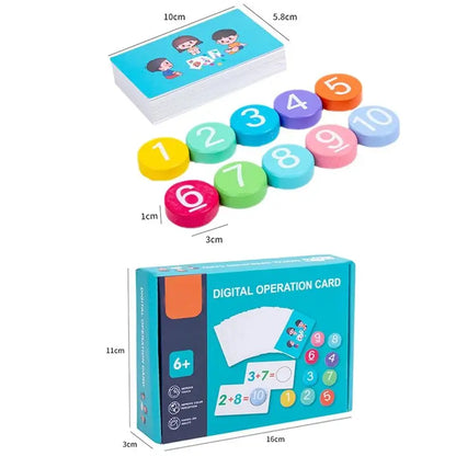 Montessori Wooden Math Toy – Digital Cards for Addition and Subtraction Learning