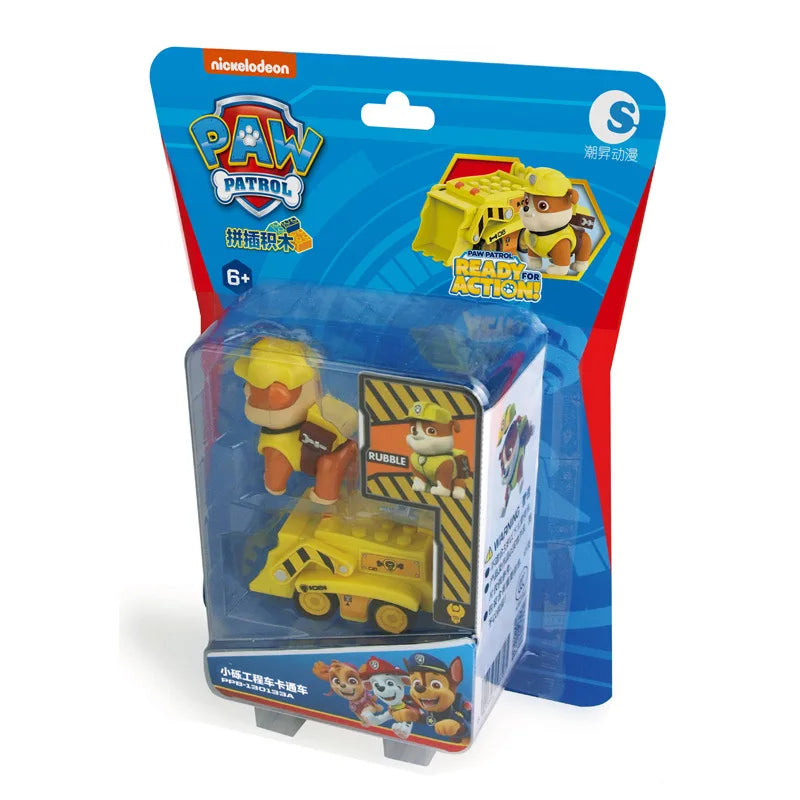 Paw Patrol Vehicle Playset – Chase, Skye, Marshall Pull Back Cars with Ryder Figure Building Blocks Toy
