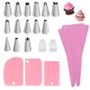 Reusable Silicone Piping Bags and Stainless Steel Nozzle Cake Decorating Set