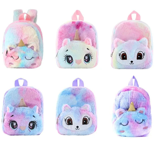 Unicorn Plush Furry Backpack – Sparkling Small School Bag for Girls, Cute Winter Christmas Gift, Adjustable Straps for Kids & Kindergarten - Kidzy Market