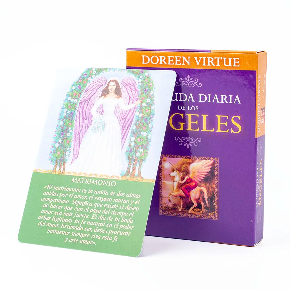 Daily Guidance From Your Angels Oracle - 44 Cards Deck, 10.4 x 7.4 cm, Spanish Version, Fate Divination Tarot Board Game