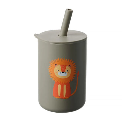 Baby Feeding Drinkware Straw Cup, Cartoon Learning Feeding Cup, Food Grade Silicone Toddler Water Bottle, BPA-Free Tableware