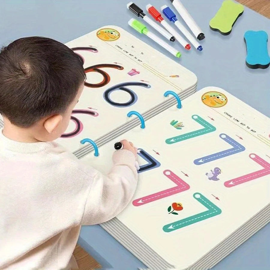 Reusable Pen Control Training Book for Children – Montessori Educational Magical Tracing Workbook for Calligraphy Practice
