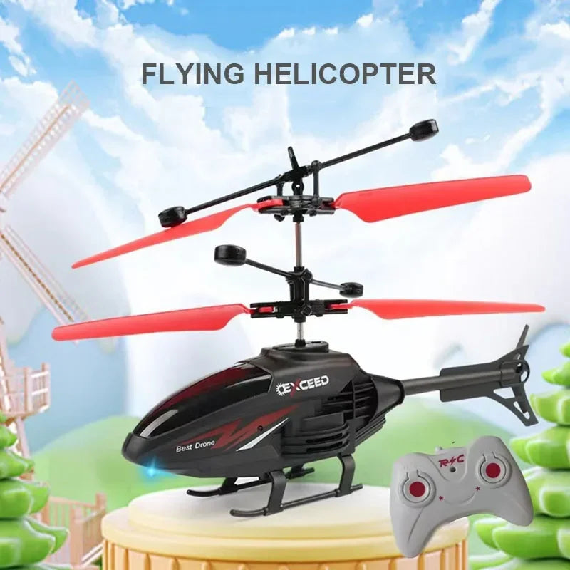 Dual-Mode Induction RC Helicopter – Suspended Aircraft with Lights and Anti-Collision
