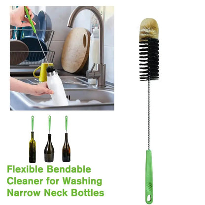 Long Handle Bottle Brush – Wineglass, Drink Bottle & Cup Cleaner, Soda Stream & Glassware Jar Cleaning Tool for Kitchen