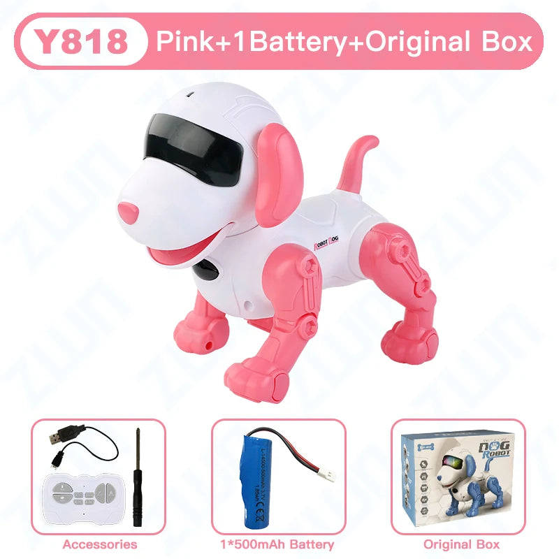 ZWN RC Robot Stunt Dog Toy with Voice Command, Programmable Touch-Sense, and Music, Electronic Robot Dog Gift for Children