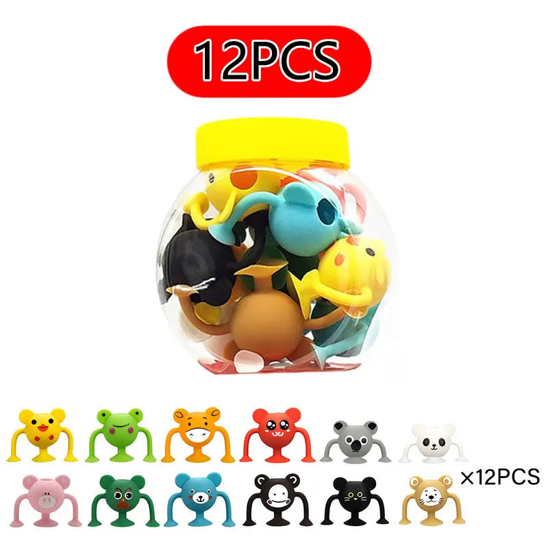 Montessori Animal Silicone Soft Building Blocks – DIY Suction Cup Assembly for Sensory Play and Educational Toy for Children