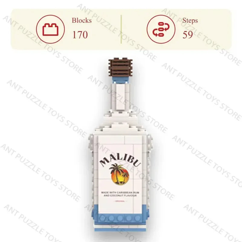 Whiskey Bottle Building Block Model – Assemble Toy for Gifts and Home Decor