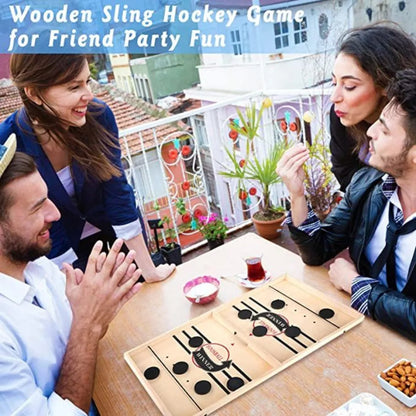 Fast Sling Puck Board Game - Table Hockey Foosball, Winner Party Family Interactive Toy for Children and Adults, Desktop Battle Gift