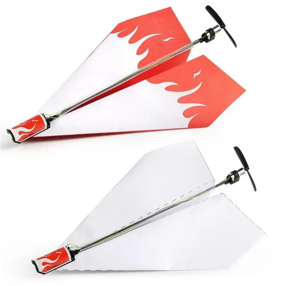 Hand Throwing Electric Model Airplane Motor Power Folding Paper Plane Educational DIY Toy