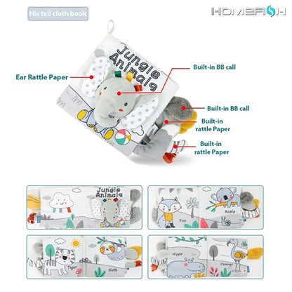 Soft Baby Books - 3D Touch and Feel High Contrast Cloth Book, Montessori Sensory Early Learning Stroller Toys for Infant Toddler Gifts