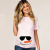 Christmas Pregnant Women T-shirt Snowman Cartoon Printed Pregnancy Announcement Clothes Maternity White Short Sleeve Top
