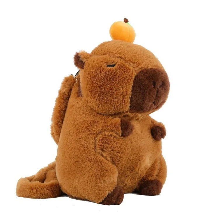 Capybara Plush Backpack – Kawaii Fashion Fur Plushie Shoulder and Mini Knapsack Bag for Kids and Girls