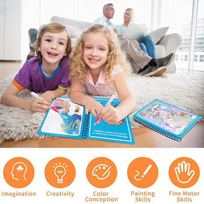 Magical Water Drawing Book – Reusable Montessori Coloring Book for Sensory Early Education in Children
