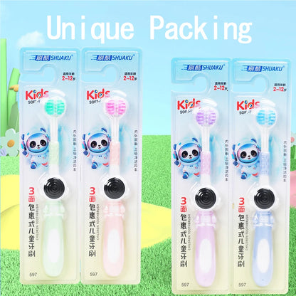Age 3+ 3-Sided Toddler Toothbrush, Soft Bristles, Kids Autism Sensory Toothbrush, Silicone Oral Care Brush