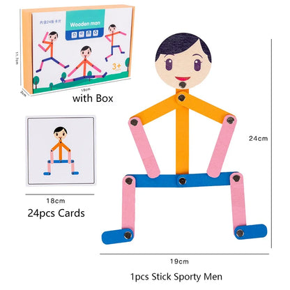 Sport Wooden Man DIY Puzzle Toy – Educational Board Game for Early Learning, Preschool Fine Motor Skills Training for Children