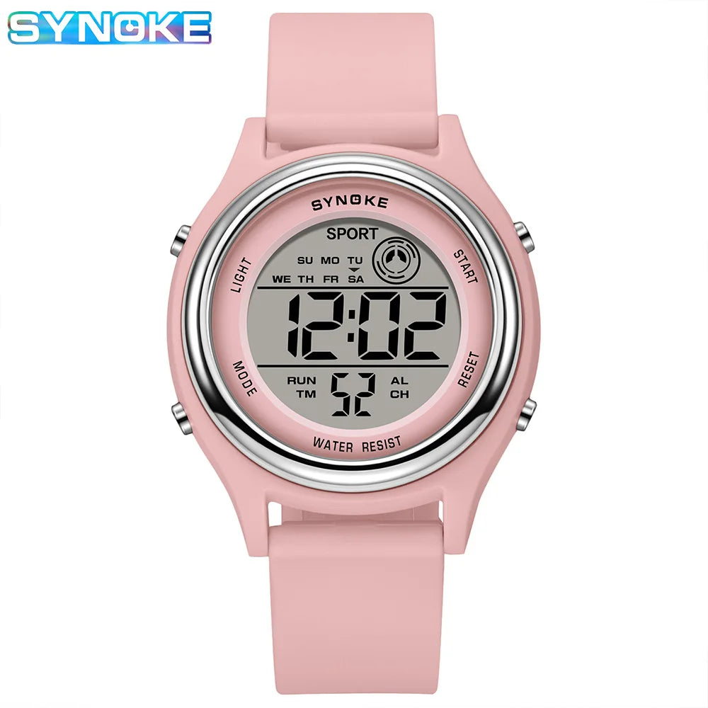 SYNOKE Colorful Children’s Seven-Light Sport Digital Watch Waterproof Shock-Resistant Electronic Watch for Kids and Students