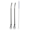Reusable 304 Stainless Steel Straws Spoon with Cleaning Brush - Eco-Friendly Kitchen Utensil for Coffee and Tea