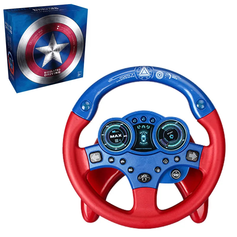 Electric Simulated Driving Steering Controller Portable Wheel Copilot Toy with Light and Sound Educational Gift for Kids