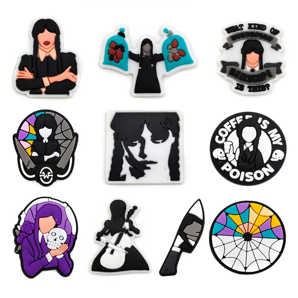 PVC Shoe Charms — Wednesday Cartoon Fantasy Shoe Decorations for Shoes, Backpacks & Wristbands | 1 pc, 2.5–3 cm (≈1.0–1.2 in) – view 9