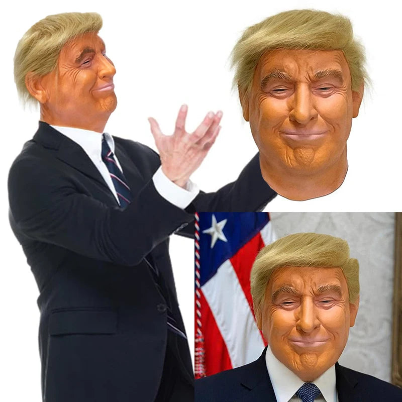 Realistic Full-Head Latex Celebrity Mask for Adult Men – Halloween Costume Accessory