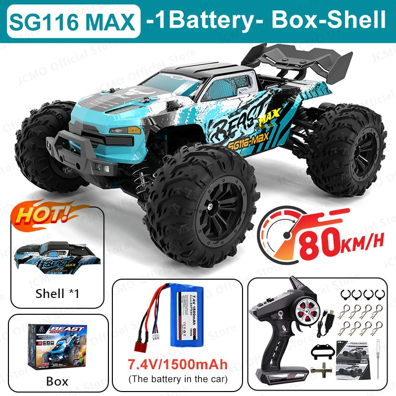 SG116MAX 1:16 High-Speed Brushless RC Car with 4WD Off-Road Drift
