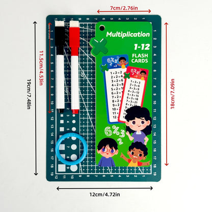 Digital Learning Flash Cards – 15 Cards for Addition, Subtraction, Multiplication, Division, Fractions, and Math Formulas with 2 Erasable Pens, Educational Toy for Kids