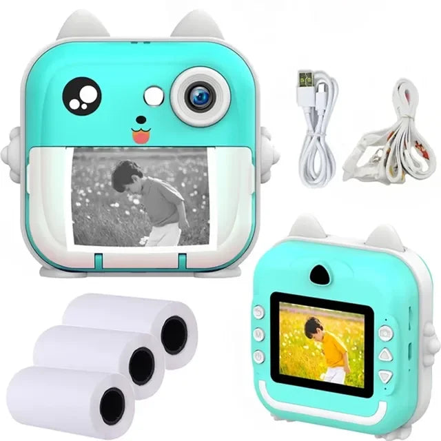 Kids Digital Camera Toy with Instant Thermal Print, 1080P HD Photo & Video, 32GB Memory Card