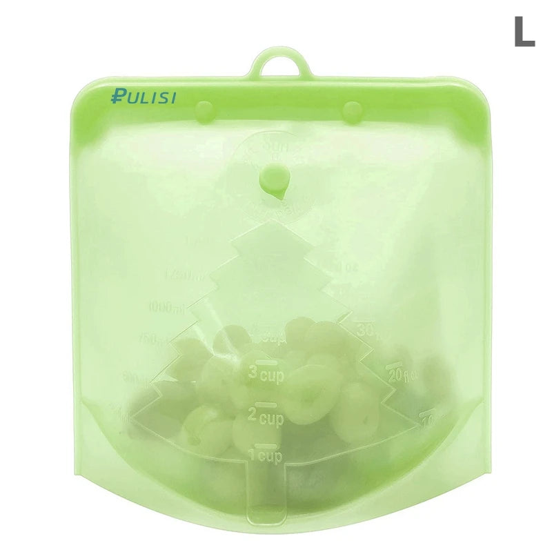 PULISI Silicone Reusable Food Storage Bags - Leakproof Containers (1500ml, 1000ml, 500ml), Fresh-Keeping, Freezer & Snack Storage