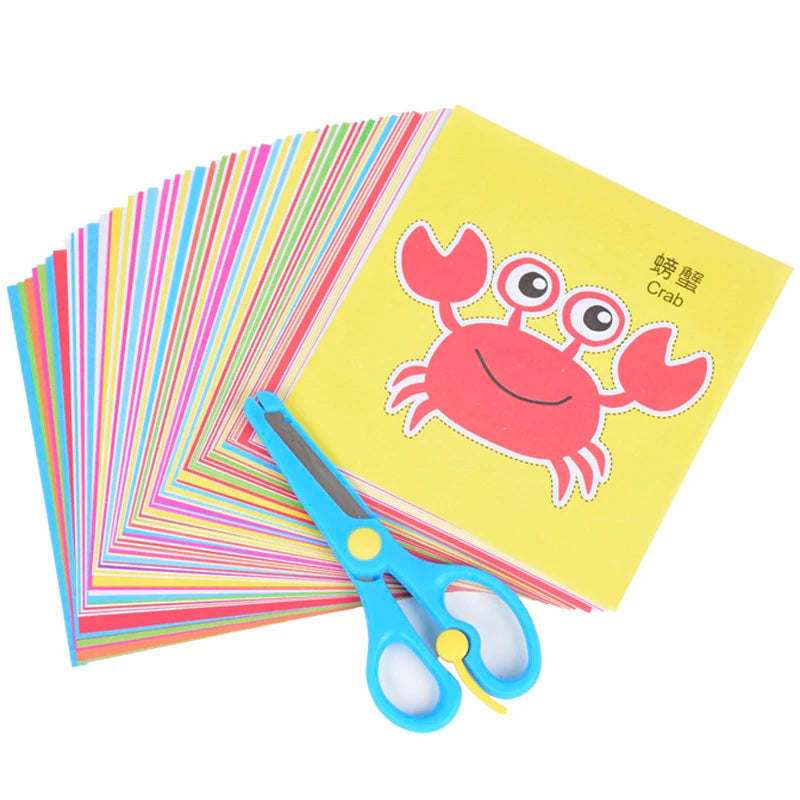 96Pcs Children’s Cartoon DIY Colorful Paper Cutting and Folding Craft – Animal Handcraft Paper Art Educational Toy for Kids