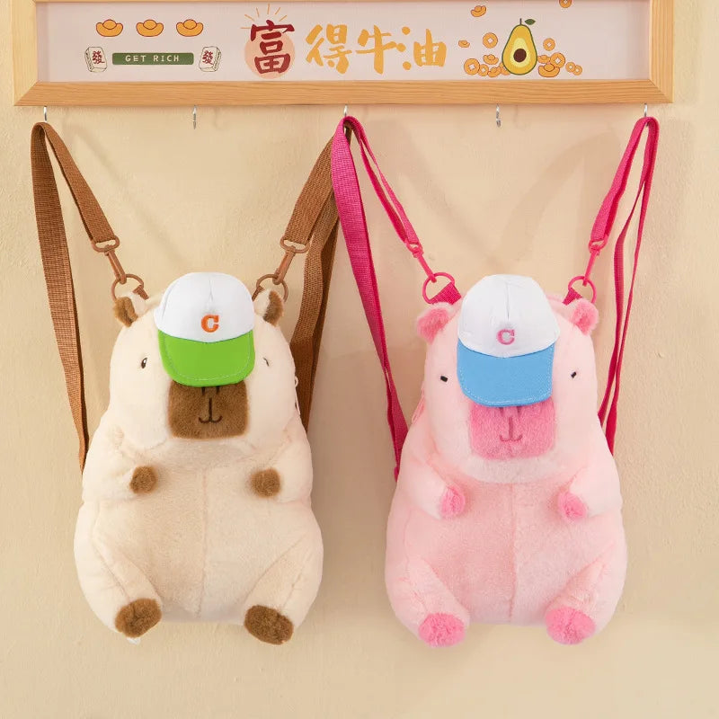 Capybara Plush Backpack – Kawaii Fashion Fur Plushie Shoulder and Mini Knapsack Bag for Kids and Girls