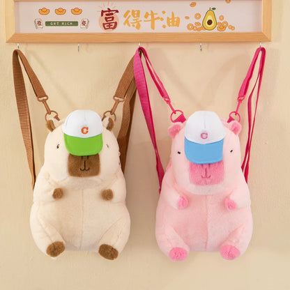 Capybara Plush Backpack – Kawaii Fashion Fur Plushie Shoulder and Mini Knapsack Bag for Kids and Girls