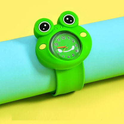 Children’s Cartoon Watch for Ages 2-14 Boys and Girls Soft Silicone Slap Bracelet Student Wristwatch