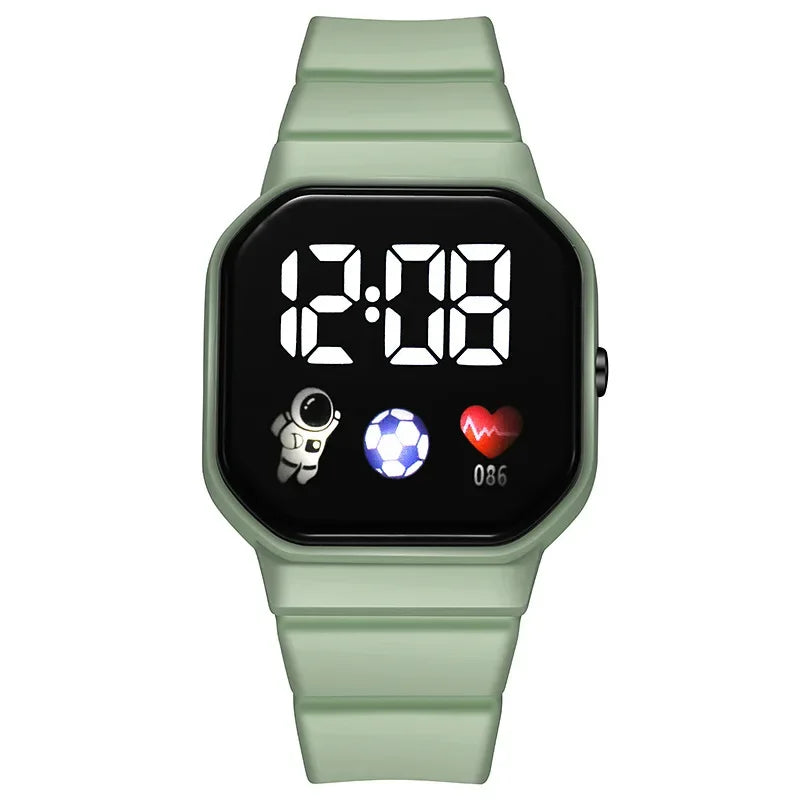 LED Digital Sports Watch for Kids Boys and Girls Football Silicone Casual Electronic Wristwatch