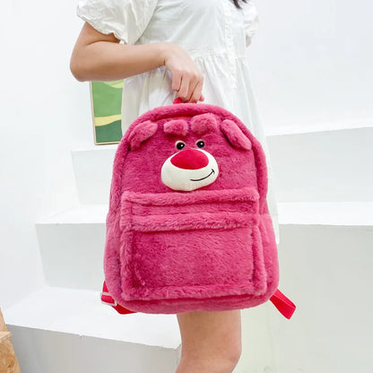 Disney Lotso and Alien Plush Backpack – Funny Cartoon Large Capacity Soft School Bag for Girls