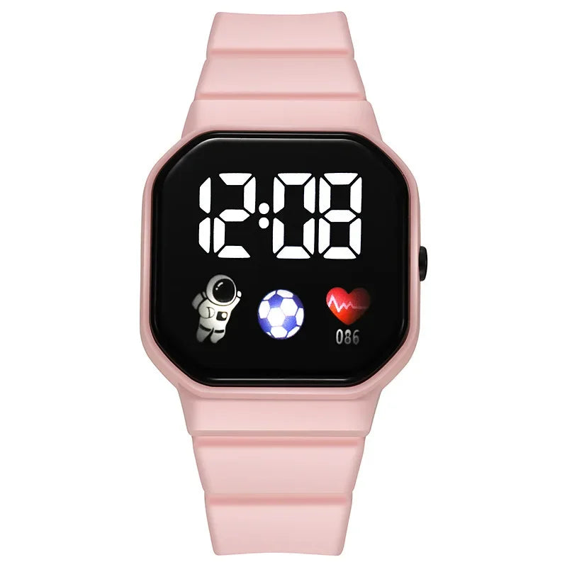 LED Digital Sports Watch for Kids Boys and Girls Football Silicone Casual Electronic Wristwatch