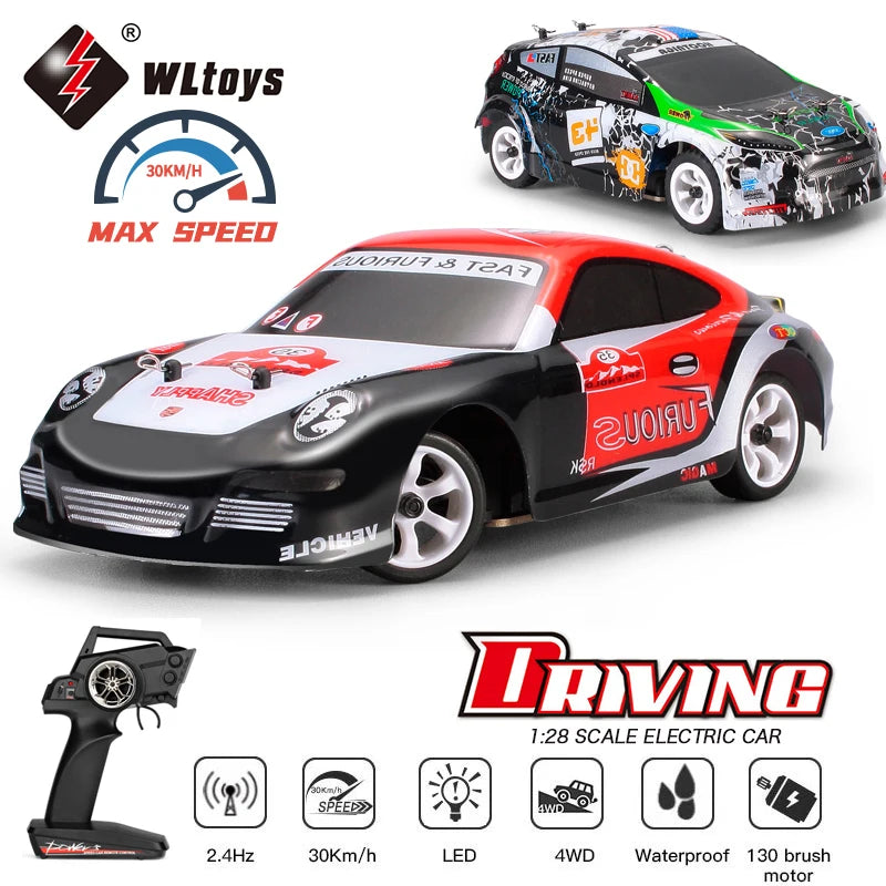 WLtoys K969 1:28 Mini RC Racing Car with 4WD and 2.4G Remote Control