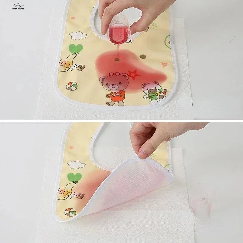 1 Pc Baby U-Shaped Waterproof Bib | Crystal Velvet Snap Lip Towel, Burp Cloth for Infants (0-3 Years) Feeding Essentials - Kidzy Market