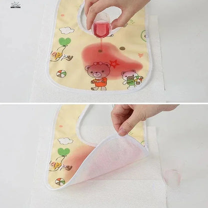 1 Pc Baby U-Shaped Waterproof Bib | Crystal Velvet Snap Lip Towel, Burp Cloth for Infants (0-3 Years) Feeding Essentials - Kidzy Market
