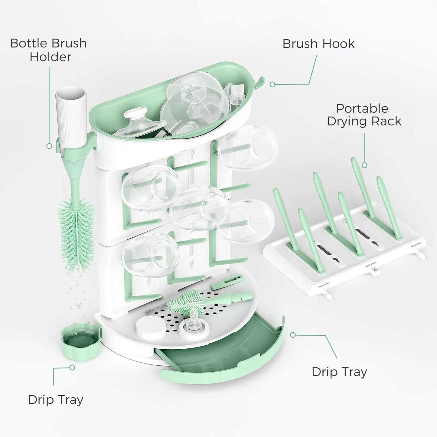 Momcozy Large Baby Bottle Drying Rack – Holds 18 Bottles, Pump Parts & Accessories, Vertical & Detachable