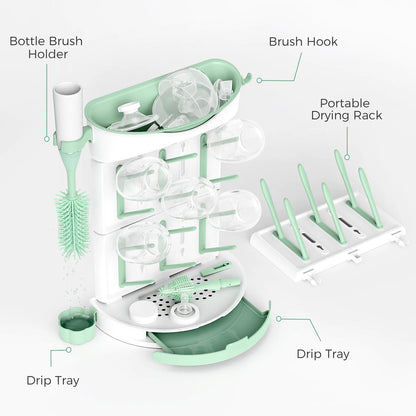 Momcozy Large Baby Bottle Drying Rack – Holds 18 Bottles, Pump Parts & Accessories, Vertical & Detachable