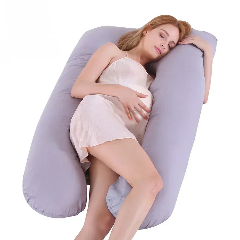 U-Shaped Pregnancy Pillow - Pure Cotton Lumbar Support & Backrest Cushion for Pregnant Women, Multi-Function Full Body Pillow
