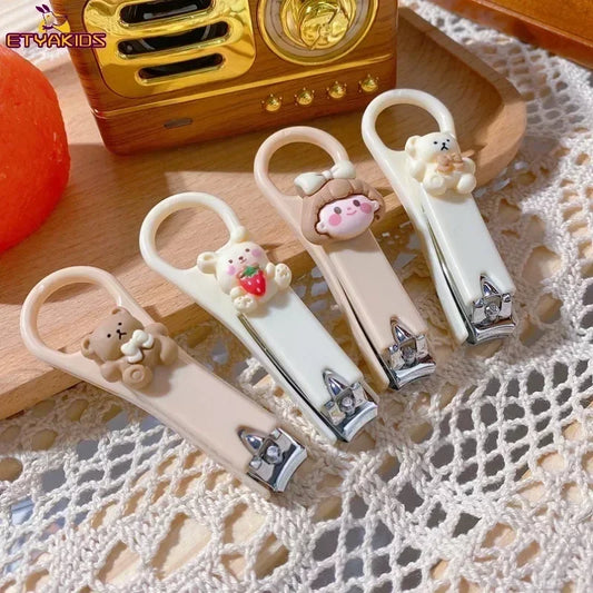 New Cute Cartoon Bear & Bunny Nail Clippers – Anti-Splash Nail Trimmer, Baby Nail Care Accessories, Manicure Tools