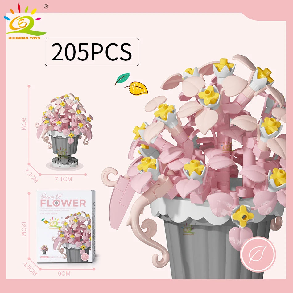 Eternal Bouquet Micro Building Blocks – DIY Flower Model Brick Toy for Kids, Home Desk Decoration