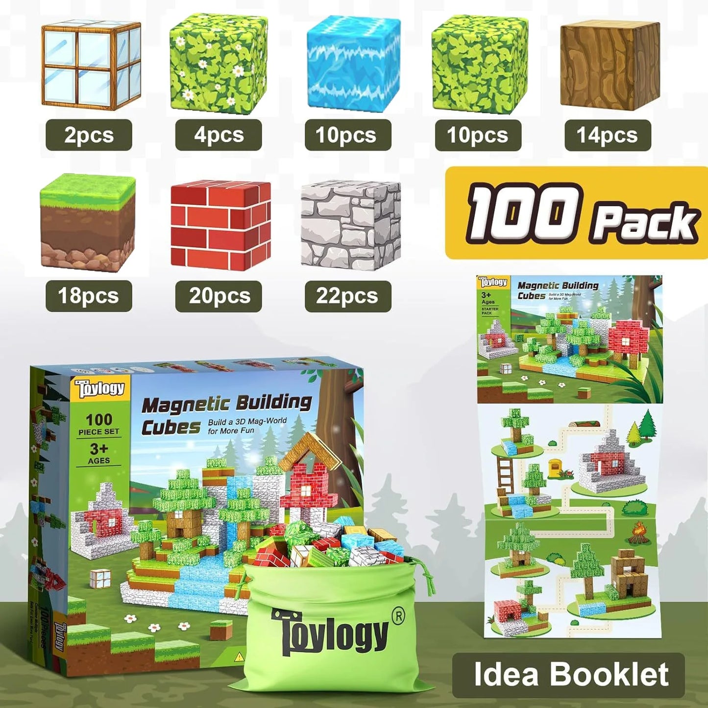 Magnetic Building Blocks – Mine World Cube Magnet Set for Kids Age 3+, DIY STEM Model, Best Montessori Sensory Toy for Children