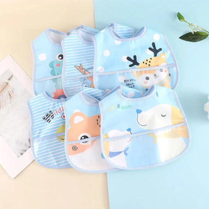 5-Piece Set – Random Cartoon Animal Waterproof Baby Bibs for Boys & Girls, Adjustable Toddler Feeding Bibs & Saliva Bibs - Kidzy Market
